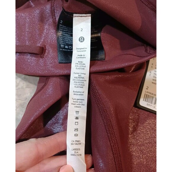 NWT Lululemon Wunder Train HR Tight 25" *Foil -Radiate Foil Print Red Merlot 2 - Picture 8 of 12